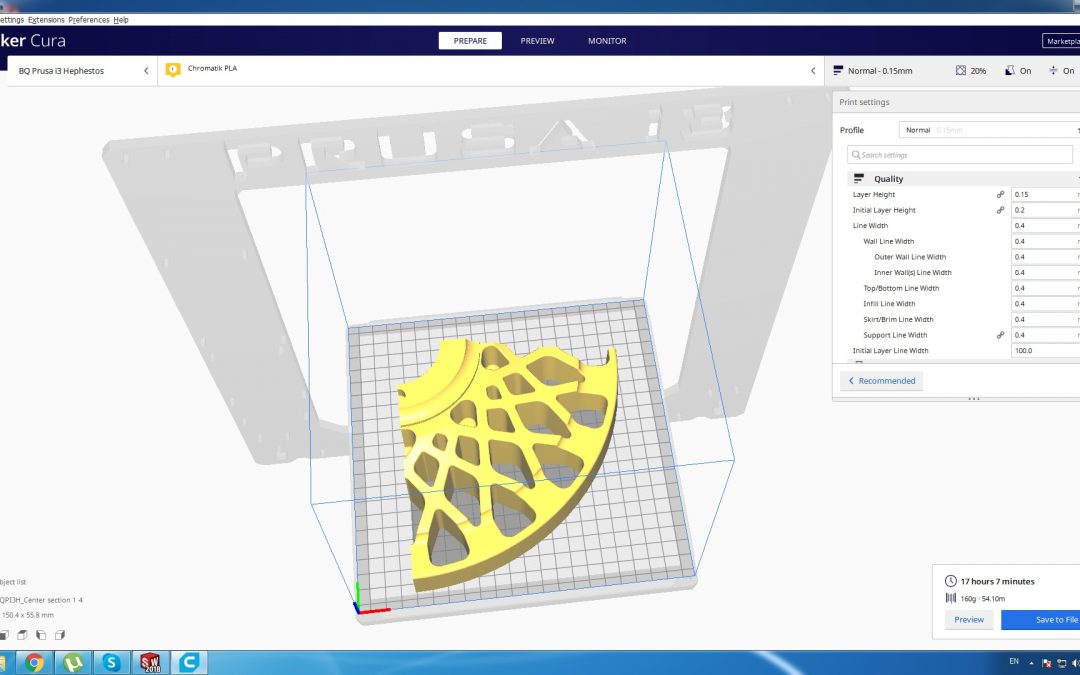 Center section – three piece wheel 3D print
